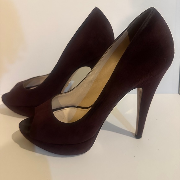Suede Prada Peeptoe Pumps Sz 38 - Picture 14 of 14